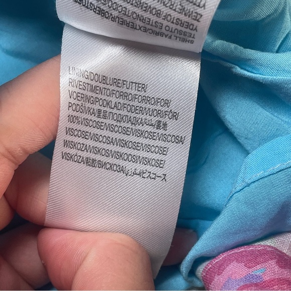 Farm Rio- BEACH VIBE LINEN BLEND CUTOUT DRESS In Blue Size Medium Palm Trees - Picture 11 of 11